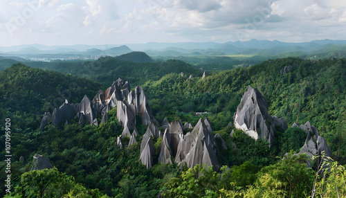 Forest-Covered Hills of Bukit Patoi with Unique Limestone Formations photo