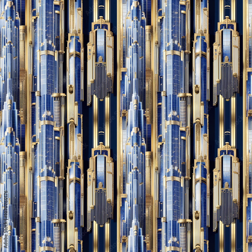 Seamless urban pattern featuring modern skyscrapers and bold architectural elements Seamless urban pattern featuring modern skyscrapers and bold architectural elements