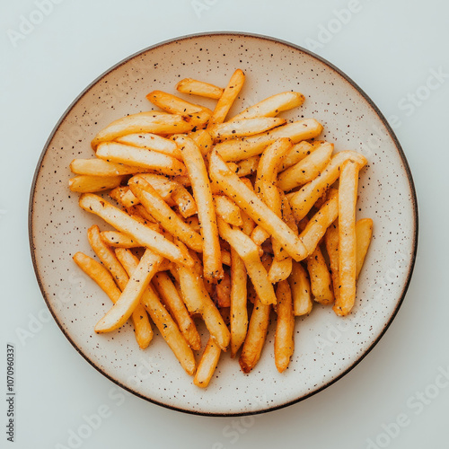 Plate Of French Fries Isolated