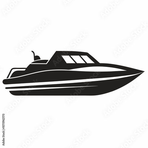 Jetboat silhouette vector illustration on white background