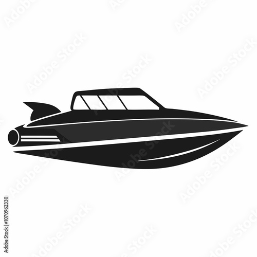 Jetboat silhouette vector illustration on white background