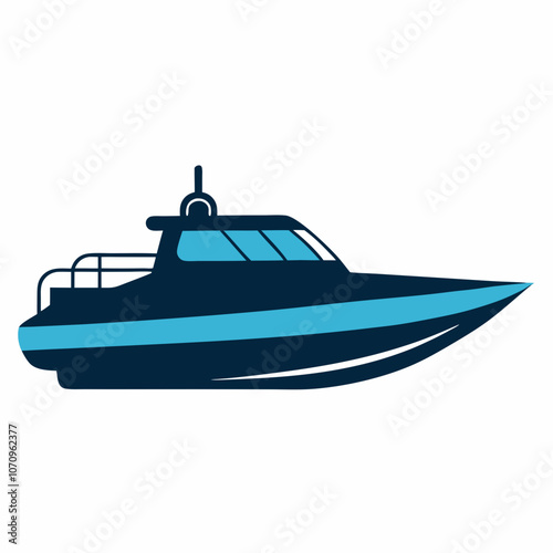 Jetboat silhouette vector illustration on white background