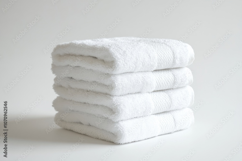 Soft White Face Towels Stack for Spa and Skin Care in Minimalist White Background Soft White Face Towels Stack for Spa and Skin Care in Minimalist White Background