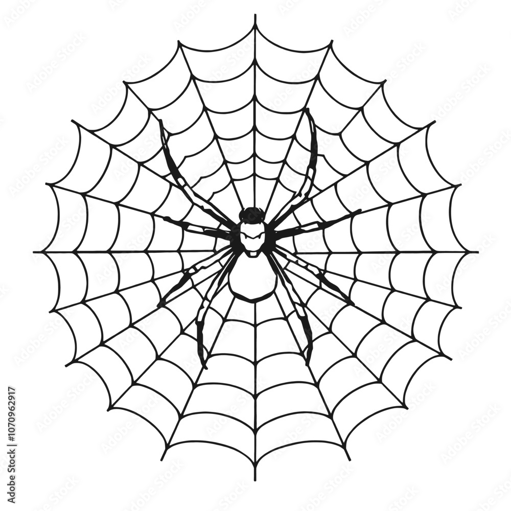 Obraz premium a black and white line drawing of a spider web.