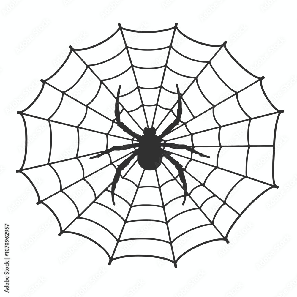 Obraz premium a black and white line drawing of a spider web.