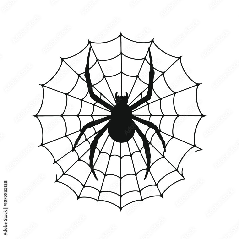 Obraz premium a black and white line drawing of a spider web.