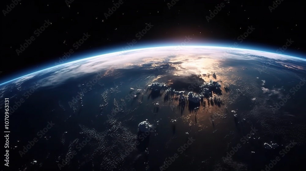 Obraz premium Stunning Earth View from Space at Dawn