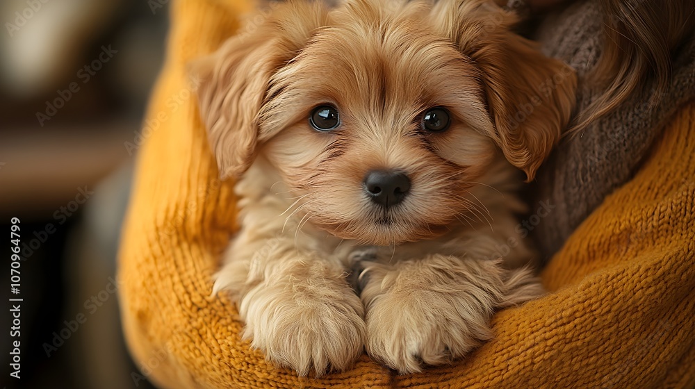 Adorable Puppy with Light Brown Fur Being Held in Arms Adorable Puppy with Light Brown Fur Being Held in Arms