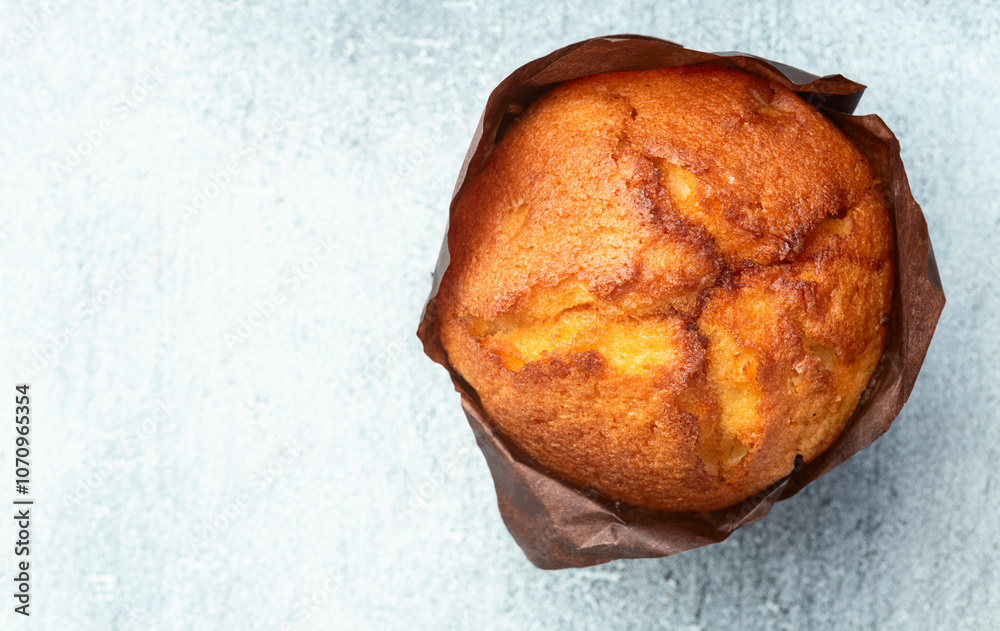 Sweet Baked vanilla muffins ( cupcake ) . Top view Sweet Baked vanilla muffins ( cupcake ) . Top view