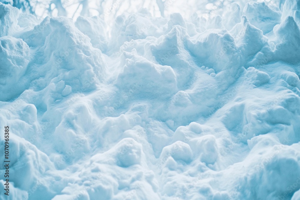 Obraz premium Snow-covered landscape glistens in soft sunlight during a serene winter morning. Generative AI