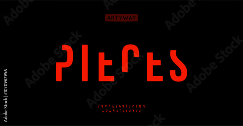 Minimalistic pure alphabet, clear blocky letters, urban geometric cutout font for modular branding identity, stencil logo, creative innovative headline. Vector typeset.