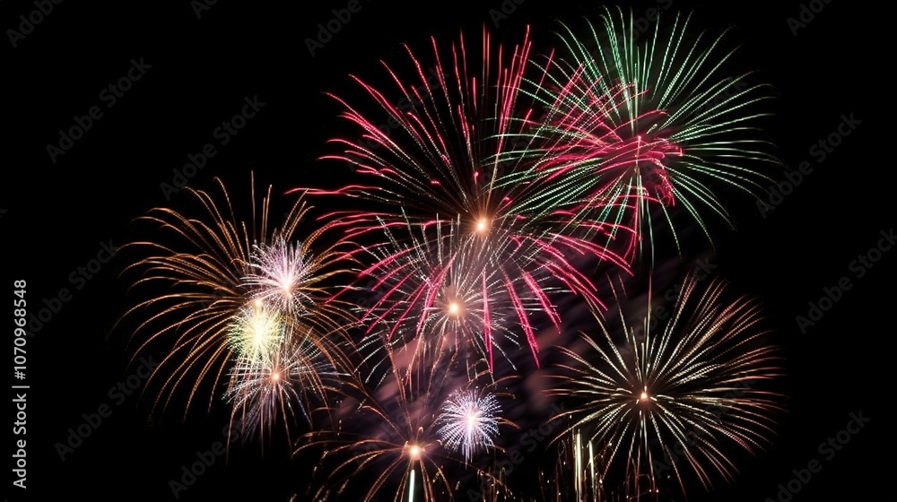 Vibrant Fireworks Display Against Night Sky Vibrant Fireworks Display Against Night Sky