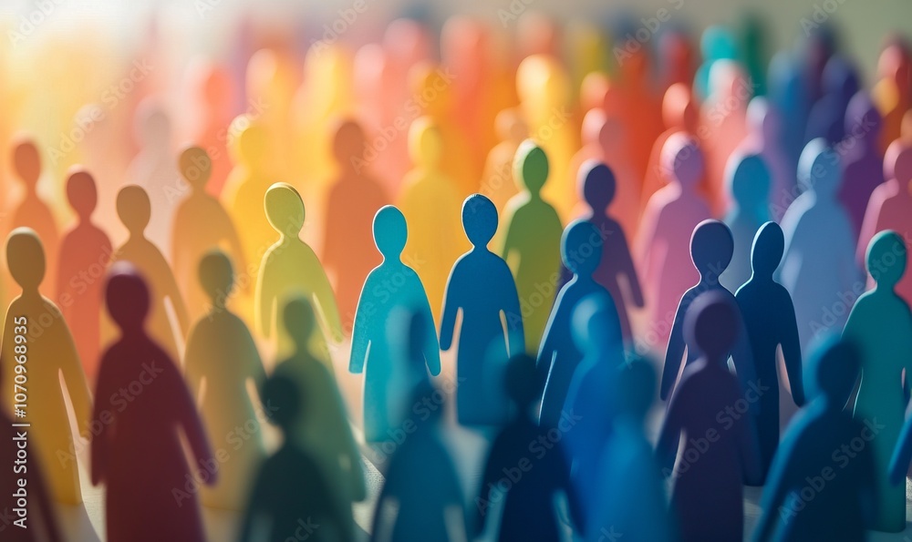 Diversity and inclusion concept. Silhouette figures of different colors Diversity and inclusion concept. Silhouette figures of different colors