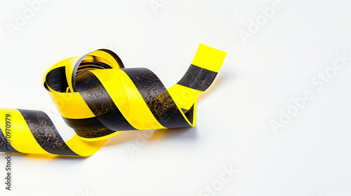 Caution tape for safety warning and barrier purposes black and yellow striped design photo