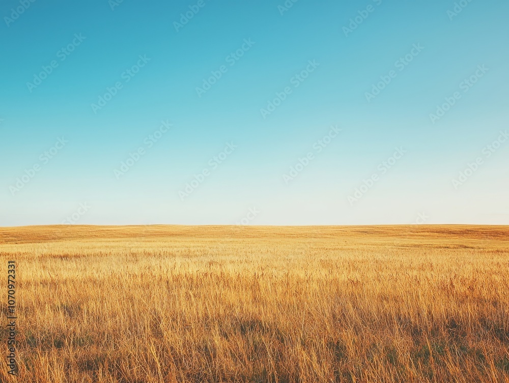 A vast, golden field stretches under a clear blue sky, evoking a sense of tranquility and open space. A vast, golden field stretches under a clear blue sky, evoking a sense of tranquility and open space.