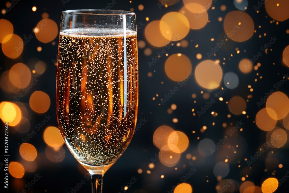 A Glass of Champagne with a Golden Bokeh Background A Glass of Champagne with a Golden Bokeh Background