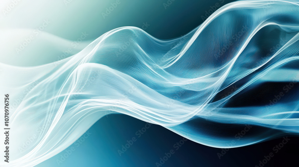 Fototapeta premium blue 3D rendering of flowing curve lines, creating a dynamic and smooth background with fluid motion