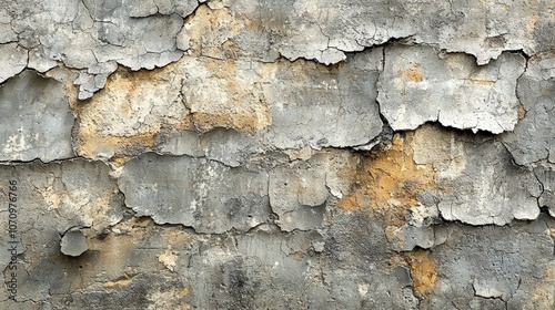 A textured wall with peeling paint and cracks, showcasing weathered surfaces.