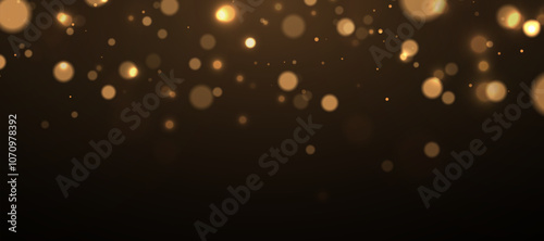 Abstract falling light effects. Magic shimmering dust and glare. Festive background. Golden Rain.	