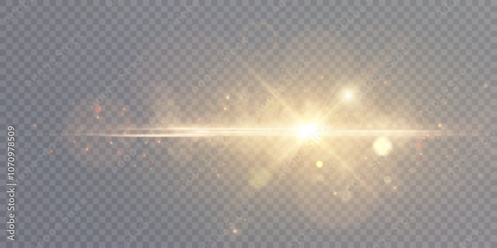 Abstract yellow flash of light. Glowing golden effect with glare. Isolated on transparent background. Abstract yellow flash of light. Glowing golden effect with glare. Isolated on transparent background.