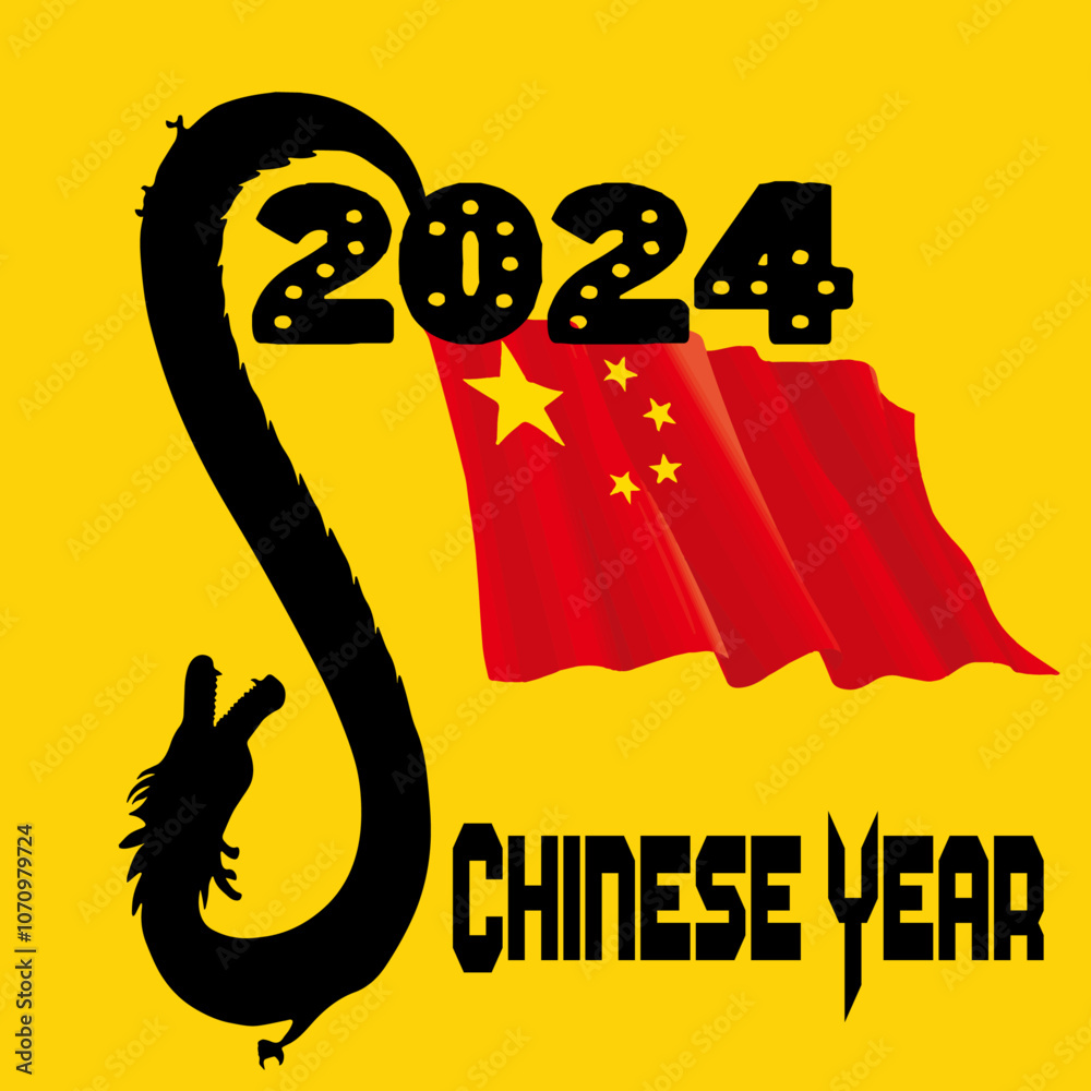 2024 chines religious year with flag 