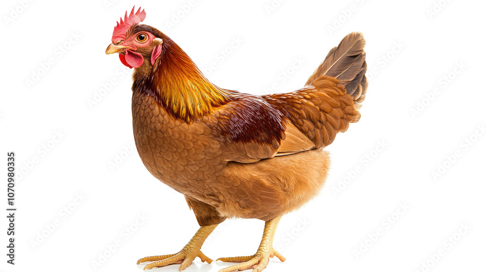 Fototapeta premium Brown Chicken Standing in Profile on a Transparent Background Generative AI