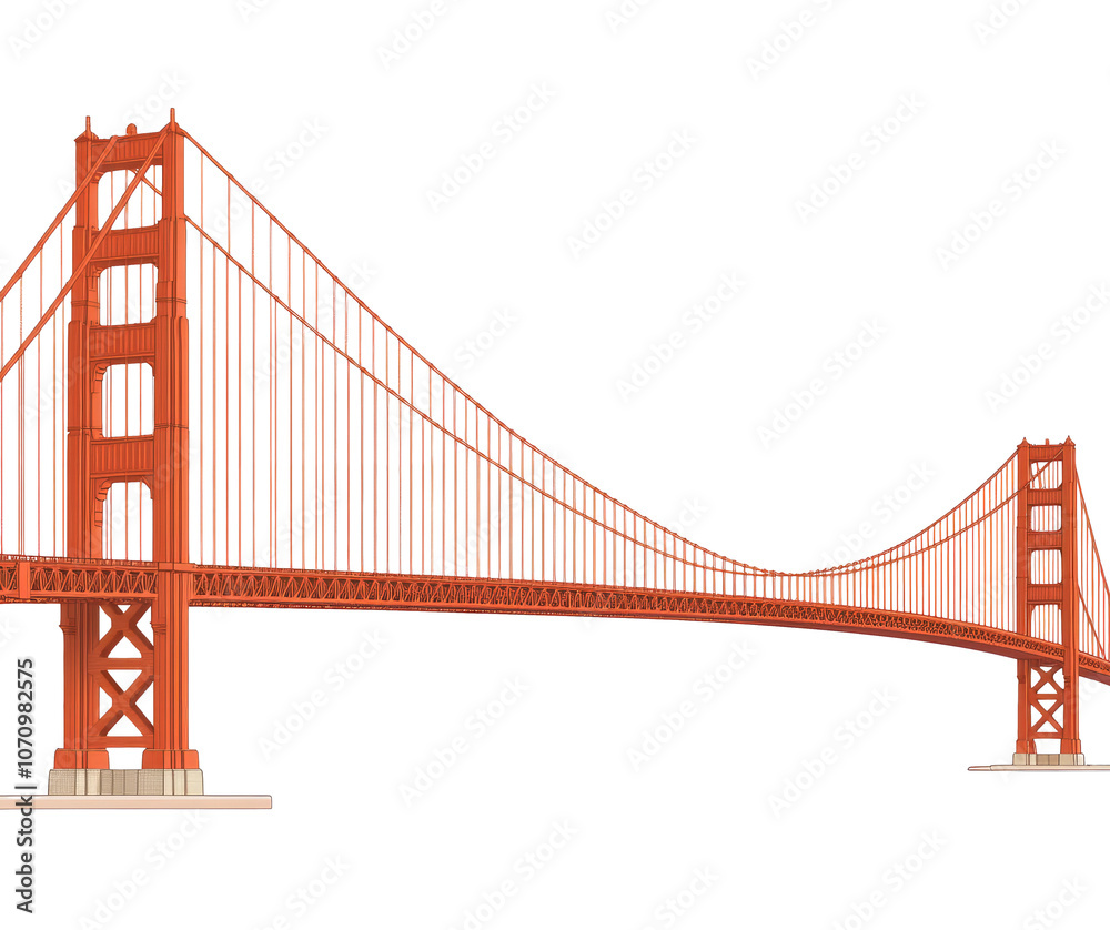 Fototapeta premium The golden gate bridge in San francisco, transparent background