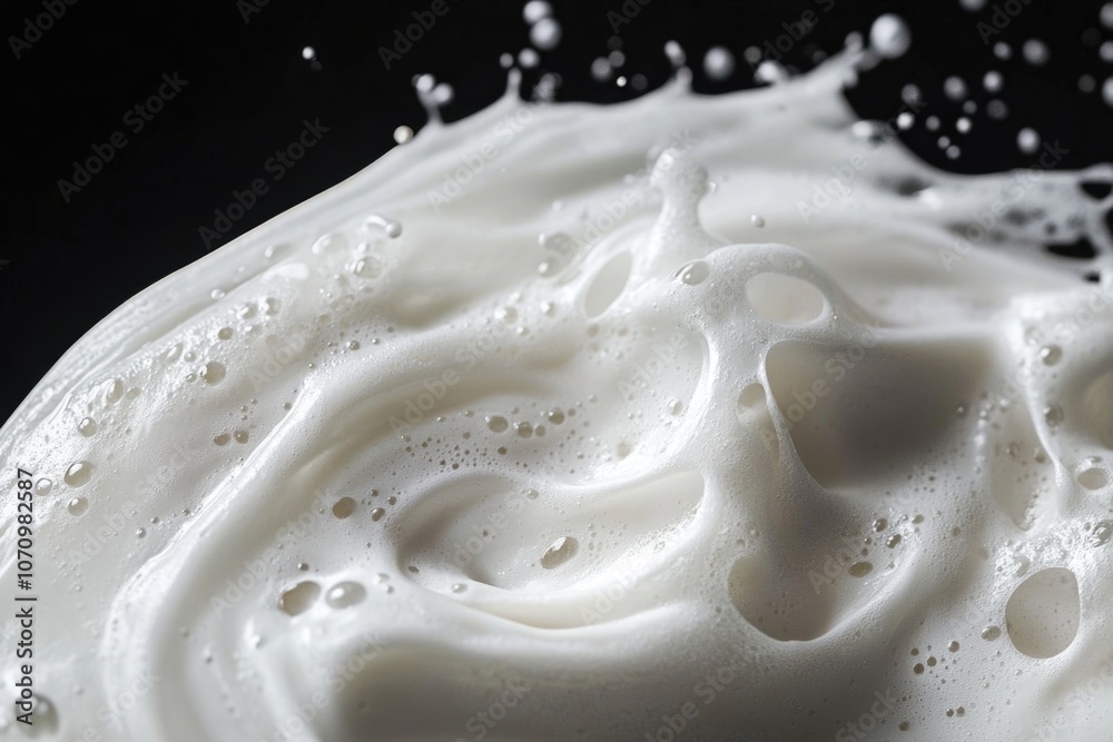A close-up shot of fluffy whipped cream on a dark background, perfect for food or dessert related uses A close-up shot of fluffy whipped cream on a dark background, perfect for food or dessert related uses