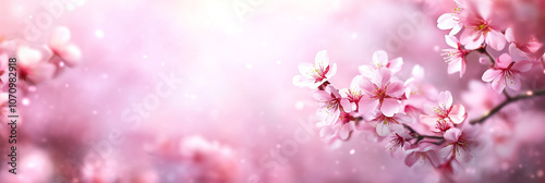 Serene spring blossom with pink cherry flowers in soft focus