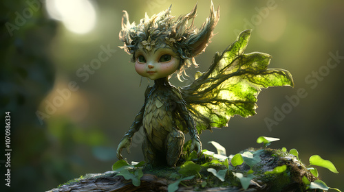 Little forest sylph, 3d cg. Fantasy. Illustration
