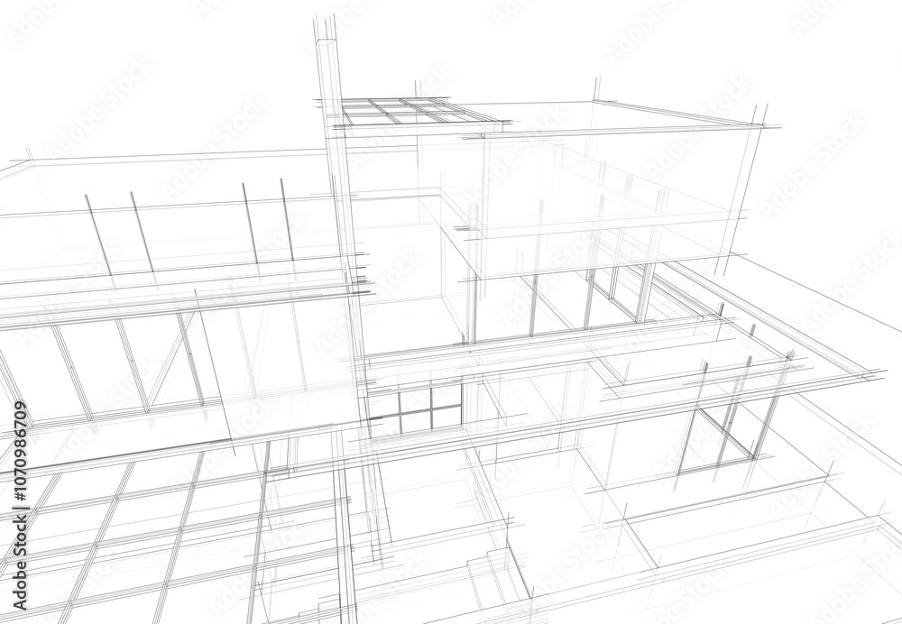  architectural drawing 3d illustration