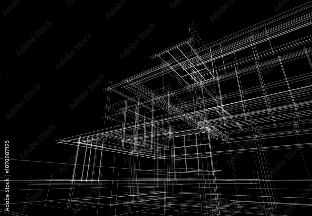  architectural drawing 3d illustration