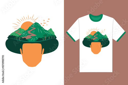 Mountain tours and travels t shirt design. Vector illustration for explore concept.