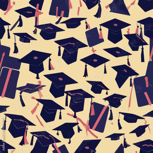 Graduate college, high school or university cap set isolated on white background. Black 3d degree ceremony hat with paper banner. Vector educational student symbols