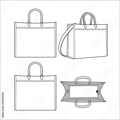 Women fashion handbags collection, vector sketch illustration.