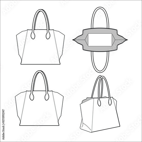 Women fashion handbags collection, vector sketch illustration.