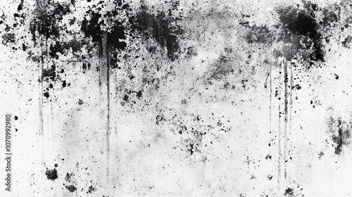 Black and White Grunge Texture with Splashes and Streaks