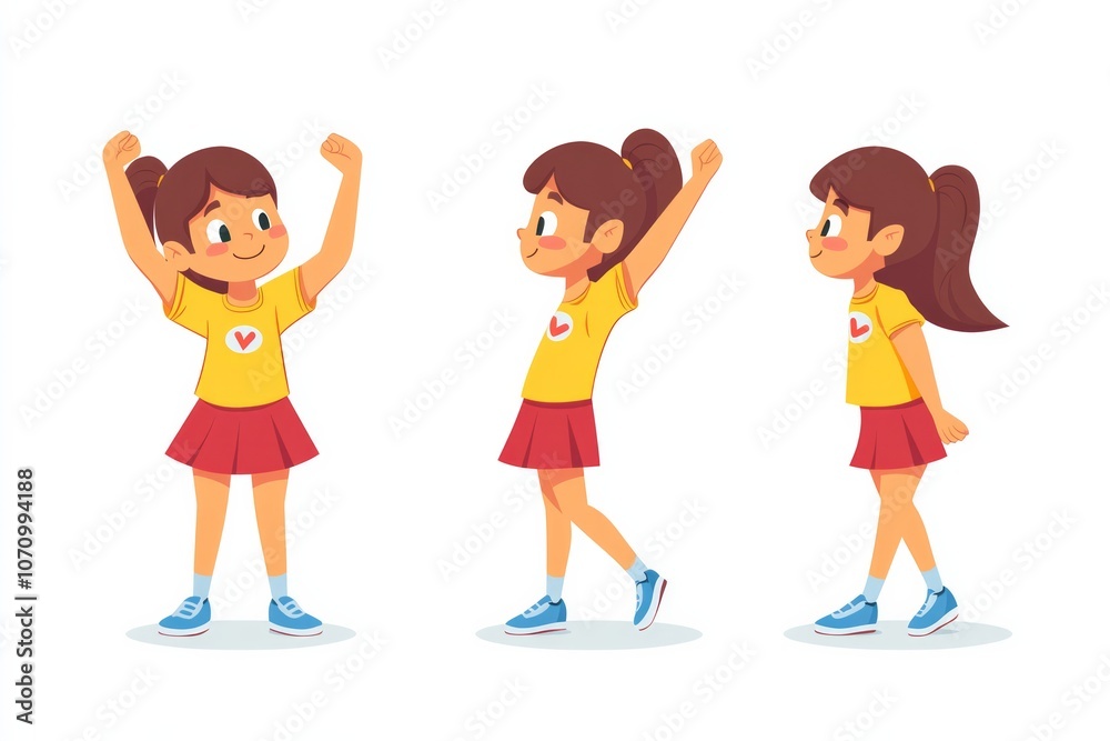 a girl doing stretching exercises with a cute smiling face, a girl doing stretching exercises with a cute smiling face,