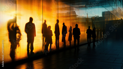 Wallpaper Mural People in a modern environment with their shadows reflecting historical figures, symbolizing the connection between past and present Torontodigital.ca