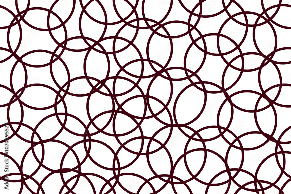 Naklejka premium Intricate overlapping circles create a captivating pattern in rich burgundy shades