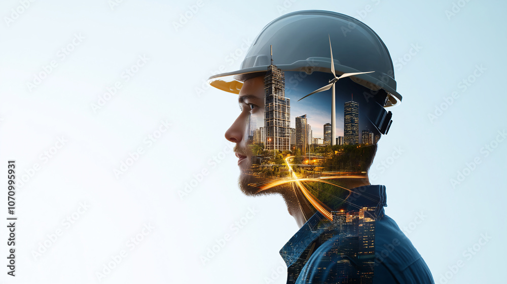 portrait of a worker, image of double emotion where noble energies are reflected portrait of a worker, image of double emotion where noble energies are reflected