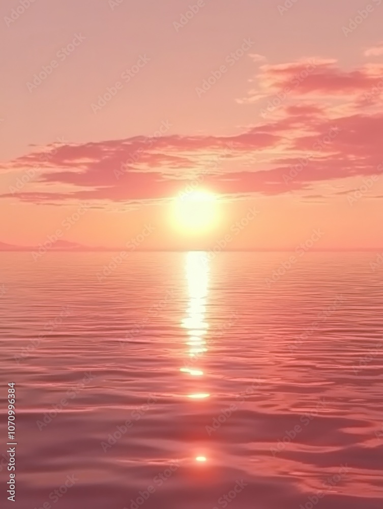 Obraz premium Pink Sunset Over Calm Water