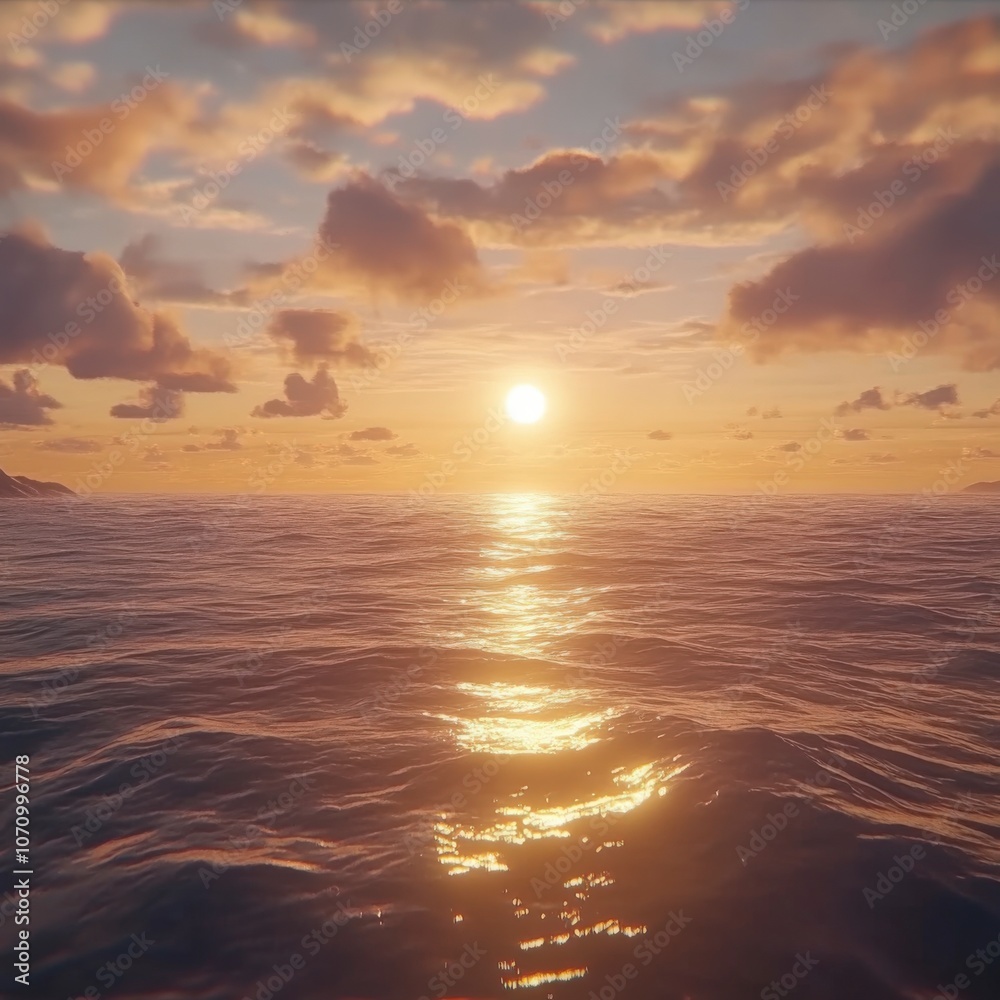 Fototapeta premium Golden Sunset Over the Ocean