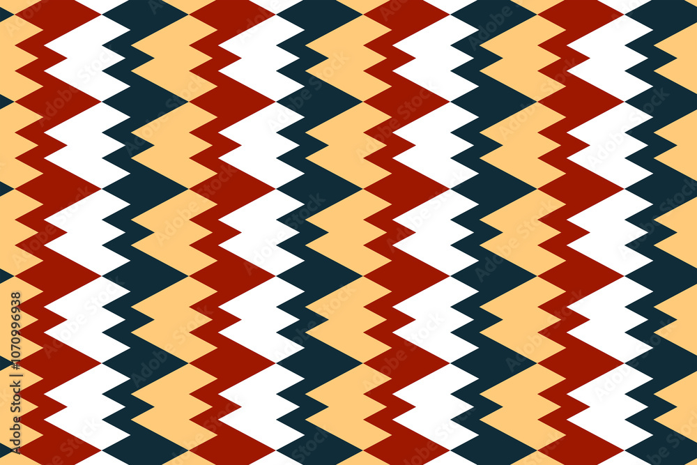 Obraz premium Vibrant geometric pattern showcasing bold colors and zigzag design on a canvas
