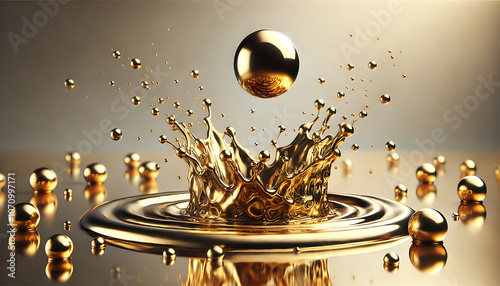 Wallpaper Mural Couronne de gouttelettes de liquide doré en éclaboussure Torontodigital.ca