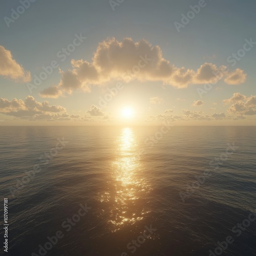 Golden Sunset Over the Ocean