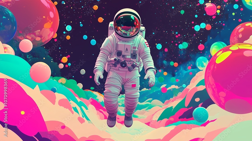 Naklejka premium ポップな宇宙探索