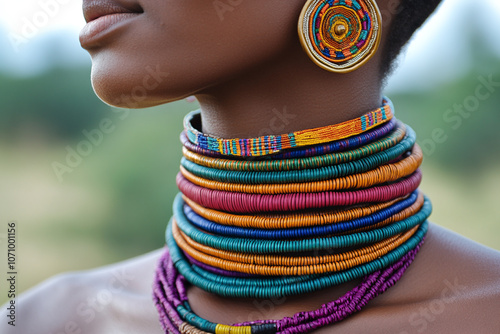 the brass neck rings worn by a Ndebele woman. photo