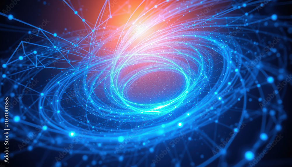 mesmerizing digital illustration of swirling blue vortex with glowing particles and interconnected lines, creating sense of dynamic energy and motion mesmerizing digital illustration of swirling blue vortex with glowing particles and interconnected lines, creating sense of dynamic energy and motion
