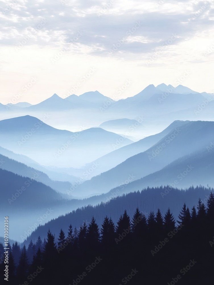 Misty Mountain Range Panorama Misty Mountain Range Panorama